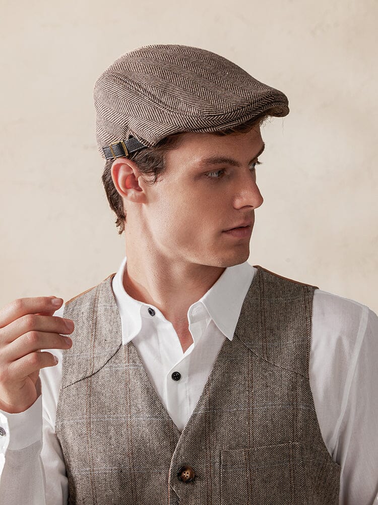 Wool Blend Tweed Newsboy Cap