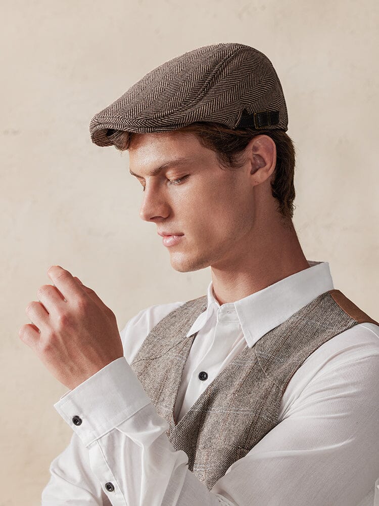 Wool Blend Tweed Newsboy Cap