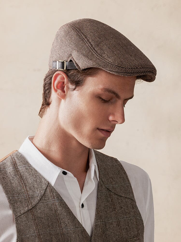 Wool Blend Tweed Newsboy Cap